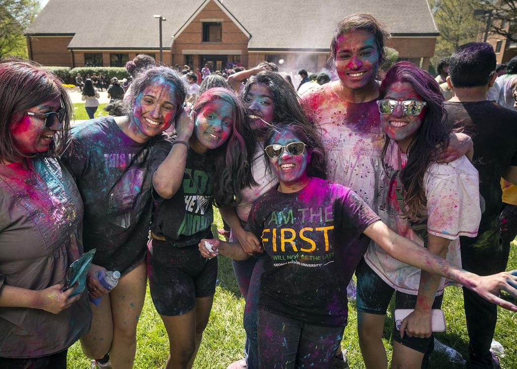 Students celebrate Holi Moli in President's Park on the Fairfax Campus sponsored by the GMU Indian Student Association.