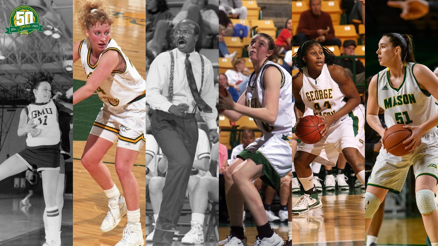 Collage of Mason Women's Basketball over the past 50 years